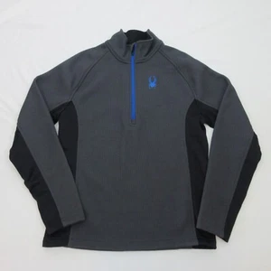 Spyder Sweater Jacket Adult Small Gray Black Outbound Blue Logo Quarter Zip - Picture 1 of 15