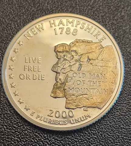 2000 S Silver PROOF NEW HAMPSHIRE STATE QUARTER - From Proof set - Toned - Lot A Cover