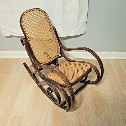 Vintage Thonet-Style Bentwood Rocking Chair Rocker Caned Seat & Back Cover