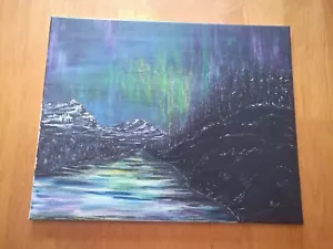 Original Oil Painting Signed Art A3 size. Northern Lights - Picture 1 of 2