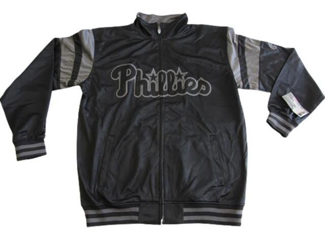 Men's Majestic White Philadelphia Phillies Big & Tall Pinstripe Tricot  Full-Zip Jacket