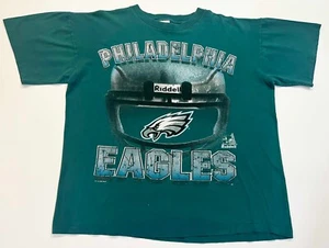 Vintage Riddell 1996 NFL Philadelphia Eagles Football T-Shirt Green L Tee USA - Picture 1 of 7