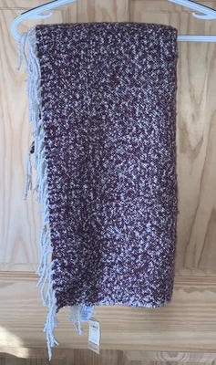 AE American Eagle Manta Acurrucada Bufanda Grande Borgoña Vino Blanco Flecos Foto 1 de 4