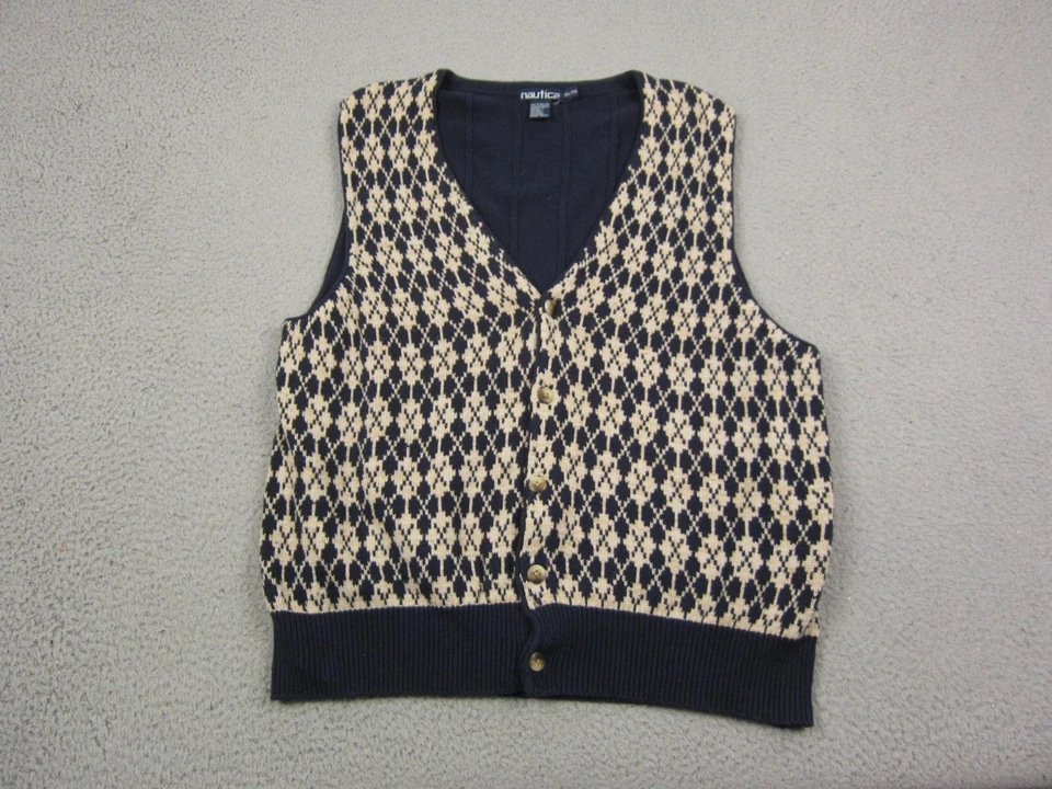 Chaleco Suéter Nautica De Colección Para Hombre Extra Grande XL Azul Argyle Tejido Diamante Años 90 Foto 1 de 4