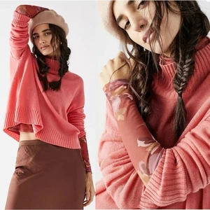 Free People Poppy Cashmere Rollkragen Pullover in Geranium Peach Oversized Medium - Bild 1 von 14