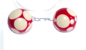 Sobral Retired Bolas Bolinha Red & White Polka Dots Artist Made Clip Earrings - Picture 1 of 7