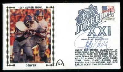 John Elway Autographed Signed PSA DNA 1988 First Day Cover SBXXI Broncos HOF - Image 1 of 4