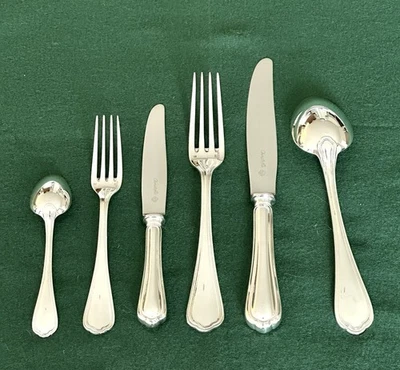 JUEGO DE CUBIERTOS CHAPADOS EN PLATA CHRISTOFLE SPATOURS 76 PIEZAS PARA 12 PERSONAS "EXCELENTE" Foto 1 de 4