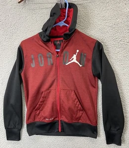 🔥 Nike • Air Jordan • Youth Boys Dri-Fit Red & Black Hoodie Jacket Sz M 10-12 - Picture 1 of 9