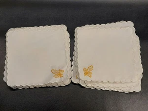 Lot 24 Vintage Veloso's Gift Shop White Gold Leaf Embroidered Cocktail Napkins - Picture 1 of 7