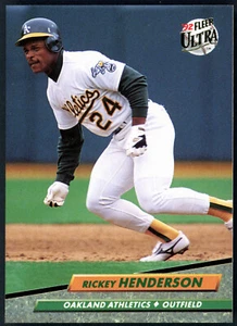 1992 Fleer Ultra #114 Rickey Henderson - Oakland Athletics - Picture 1 of 2