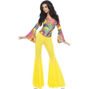 Smiffys 70s Groovy Babe Costume, Yellow (Size S)