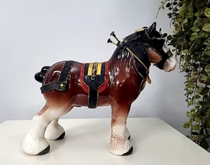 Vintage Ceramic Clydesdale Horse Figurine With Harness & Trappings 20 cm - Imagen 1 de 15