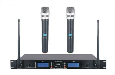GTD Audio 2 x 100 Adjustable Ch UHF  Handheld wireless Microphone mic System 290 - Image 1 of 3