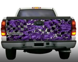 Checkered flame fire truck tailgate vinyl graphic decal wraps