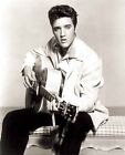 Gorgeous Elvis Presley Guitar Photo portrait CANVAS ART PRINT BW poster 24"X18"