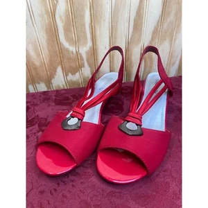 Zapatos para mujer Marbella con correa roja talla 9 1 3/4" tacón - Imagen 1 de 12