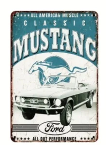 Aluminium Blechschild Oldtimer 8x12" Ford Mustang ALL AMERICAN MUSCLE - Bild 1 von 2