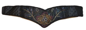 Unbranded Vintage 80s Black Satin Multi Color Beaded Sequin Art Deco Look Belt M - Picture 1 of 2