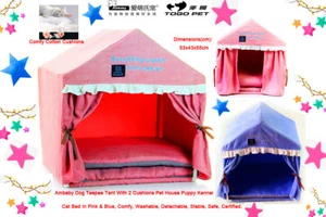 Ambaby Pet Dog Teepee Tent 2 Cushion Washalbe Stable Cat Kennel House Bed  Comfy - Picture 1 of 7