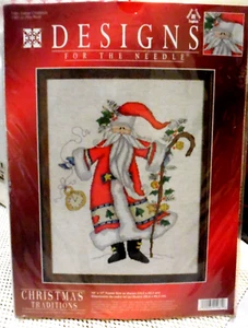 1981 Designs for the Needle "FATHER CHRISTMAS"  Counted  Cross Stitch Kit 14x17" - Picture 1 of 6