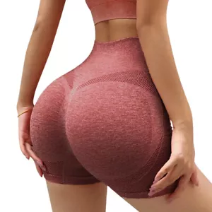 High Waist Fitness Yoga Shorts Lift Butt Women Workout Leggings (Red S/M) QDE - Picture 1 of 11