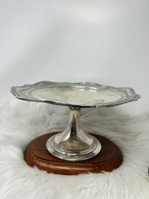 "Soporte para pasteles de plata esterlina internacional vintage T38 bordes de detalles finos 10"" 510 g" Foto 1 de 4