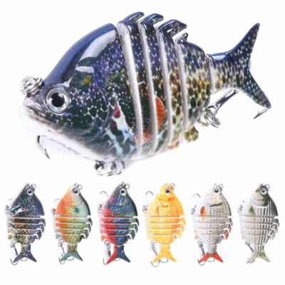 6Couleur 6.35CM 9.3G Leurre Poisson Nageur Swimbait Pêche Articulé Carnassier 8# - Photo 1/4