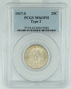 1917-S PCGS MS63FH Standing Liberty Quarter Type 2 - Picture 1 of 3