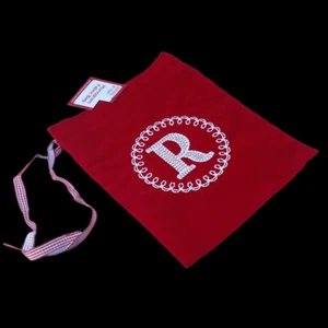 Drawstring Gift Bag with Letter "R" Monogram Initial Red, White 9.5x7" - Picture 1 of 8