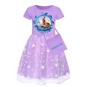 Kids Girls Moana Costume Rainbow Stars Tutu Skirts Birthday Party Fancy Dress Up - Picture 1 of 71