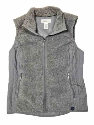 Chaleco tallado con volantes para mujer mediano marrón topo Sherpa bolsillos con cremallera completa cálido en muy buen estado Foto 1 de 4