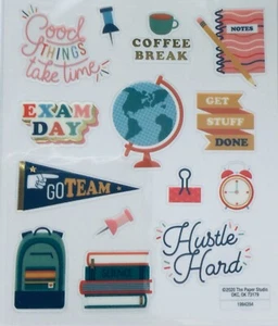 Foiled School Themed Globe Phrase Scrapbook Craft Planner Stickers - Picture 1 of 1