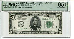 FR 1951-D 1928A $5 FEDERAL RESERVE PMG 65 EPQ GEM UNCIRCULATED - Picture 1 of 2