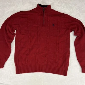 U.S. Polo Assn. Men Cable knit Fleece Lined Neck 1/4 Zip Pullover L - Picture 1 of 11