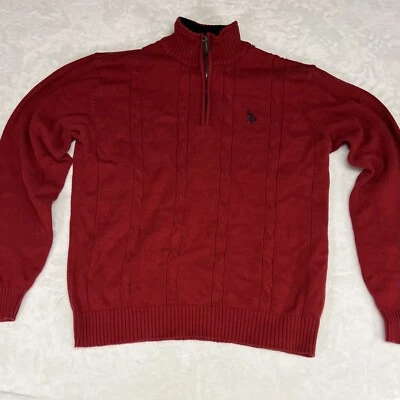 U.S. Polo Assn. Men Cable knit Fleece Lined Neck 1/4 Zip Pullover L - Image 1 of 4