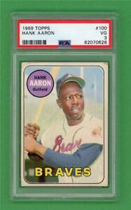 1969 Topps #100 Hank Aaron *** PSA VG 3 *** Atlanta Braves vintage baseball card