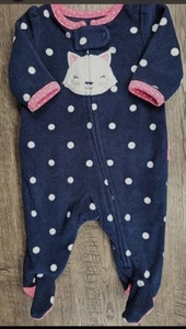 Baby Girl Clothes Child Mine Carter's Preemie Fleece Blue Kitty - Picture 1 of 5