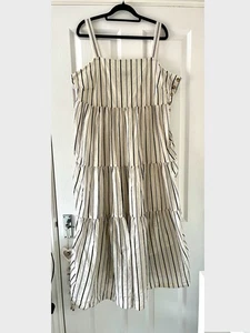 M&S Autograph Oatmeal Linen Cotton Lyocell Tencel Dress Maxi Long Summer 16 - Picture 1 of 10