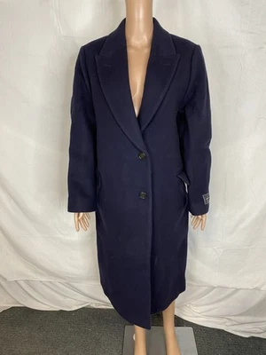 Sobretudo Coach Feminino de Lã Oversized Tamanho M Azul Marinho - Imagem 1 de 4