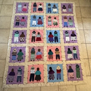 Old Navajo Quilted Blanket Handmade Tied Sunbonnet Sue Overall Sam Dine 75”x95” - Picture 1 of 22