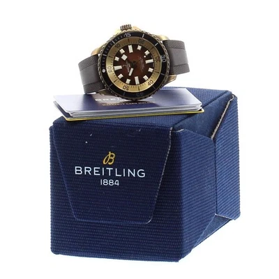 Breitling Super Ocean automático 44 N17376 bronce goma esfera marrón #C218 Foto 1 de 4