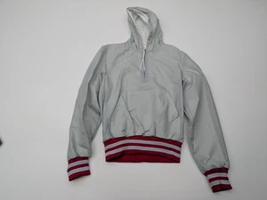 VTG Holloway Made In USA Gray Red Stripes Windbreaker Jacket Mens S Hooded - Picture 1 of 5