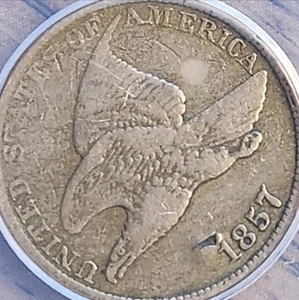 1857 Flying Eagle Cent Damaged ANACS F 12 Details #3927 - Picture 1 of 12
