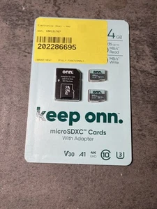 Onn Micro SDXC Card With Adapter 100mb/s Speed, 64 Gb Storage - Photo 1 sur 2