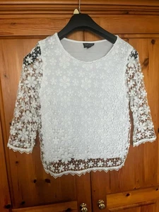Topshop Women's Size 12 White Lace Top - Picture 1 of 5