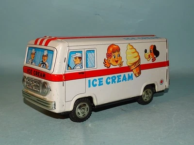 Camión de helados Hino 1960 juguete de fricción de hojalata Hayashi Japón Foto 1 de 4