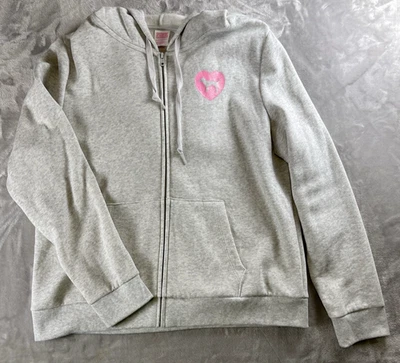 Sudadera con Capucha Rosa Originales Para Mujer XL Gris Brezo Piedra Cremallera Completa Estrás Rocker Foto 1 de 4