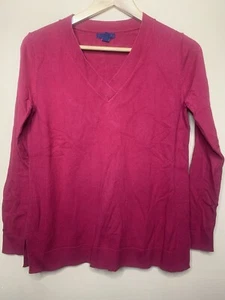 Gap Women's Size Small Sweater Red V Neck Tight Knit Long Sleeve - Picture 1 of 20
