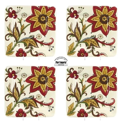 Pier 1 Imports CARYNTHUM 8.75" Salad Plate Set 4Pc Green Gold Rust Floral - Image 1 of 4
